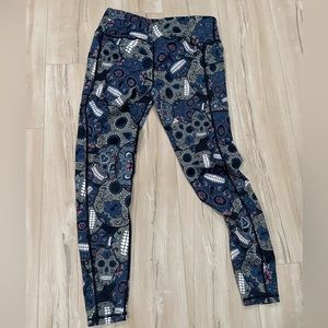CVG long leggings, size L, blue skull pattern